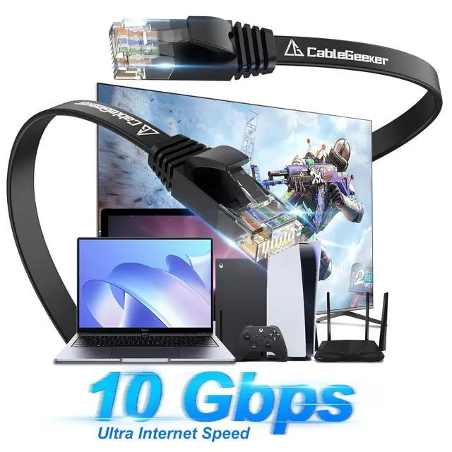 Alt view image 2 of 7 - Cat 6 Ethernet Cable 3ft (6 Pack) (at a Cat5e Price but Higher Bandwidth) Flat Internet Network Cable - Cat6 Ethernet Patch Cable Short - Black Computer Cable with Snagless RJ45 Connectors