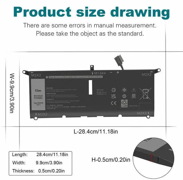 Alt view image 4 of 6 - Tronovia DXGH8 BATTERY FOR DELL XPS 13 9370 9380 INSPIRON 13 7390 7391 2-IN-1 5390 0DRRP