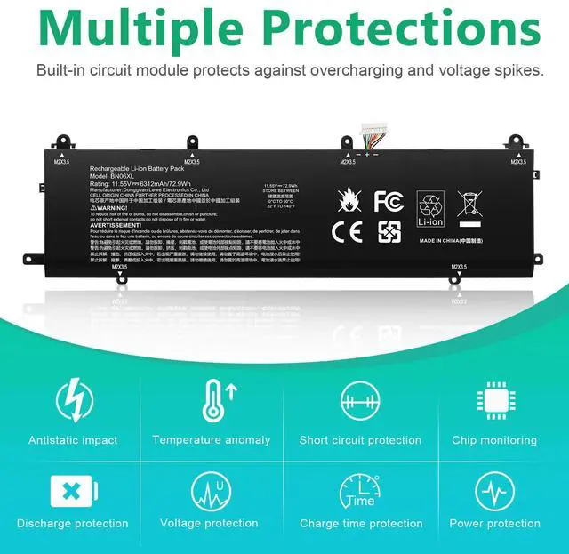 Alt view image 6 of 6 - Tronovia BN06XL Battery HSTNN-IB9A for HP Spectre X360 Convertible 15-EB Serie L68299-005