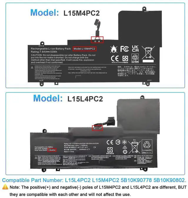 Alt view image 6 of 6 - Tronovia L15M4PC2 Battery For Lenovo Yoga 710-14IKB 710-14ISK 710-15IKB 710-15ISK 53Wh