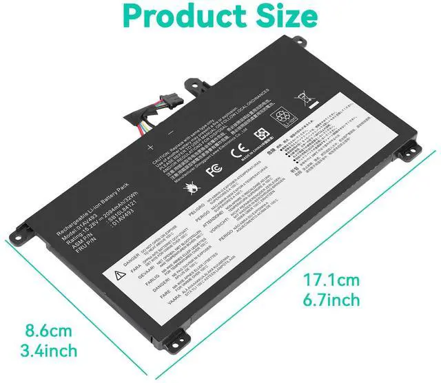 Alt view image 4 of 6 - Tronovia 01AV493 00UR891 00UR890 Laptop Battery For Lenovo ThinkPad T570 T580 P51S P52S