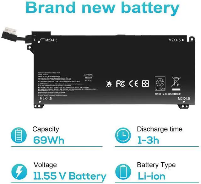 Alt view image 6 of 6 - Tronovia PG06XL Battery For HP Omen 15-DH 15T-DH000 DH0XXX DH1019NR HSTNN-DB9F 69Wh US