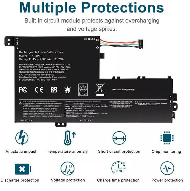 Alt view image 5 of 6 - Tronovia L15L3PB0 BATTERY L15M3PB0 FOR LENOVO Flex 5 1470 1570 IdeaPad 320S-15ABR