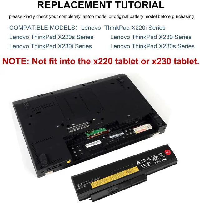 Alt view image 6 of 6 - Tronovia 58Wh 44+ 6 Cell For Lenovo Battery ThinkPad X230 X220 X230i X220i 45N1027 45N102