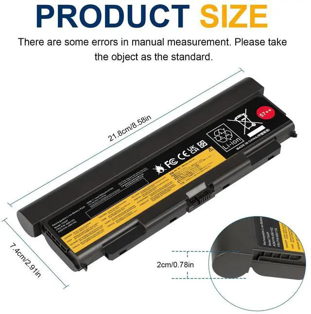 Alt view image 3 of 6 - Tronovia 9-Cell 57++ 45N1144 Battery for Lenovo ThinkPad T440P T540P W540 W541 L440 L540 Series