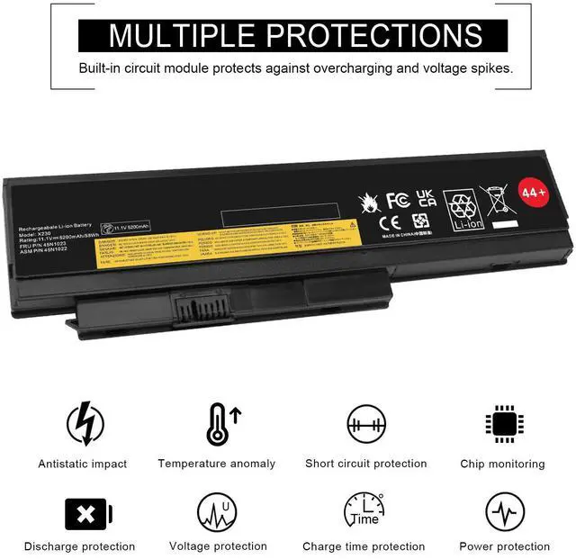 Alt view image 5 of 6 - Tronovia 58Wh 44+ 6 Cell For Lenovo Battery ThinkPad X230 X220 X230i X220i 45N1027 45N102