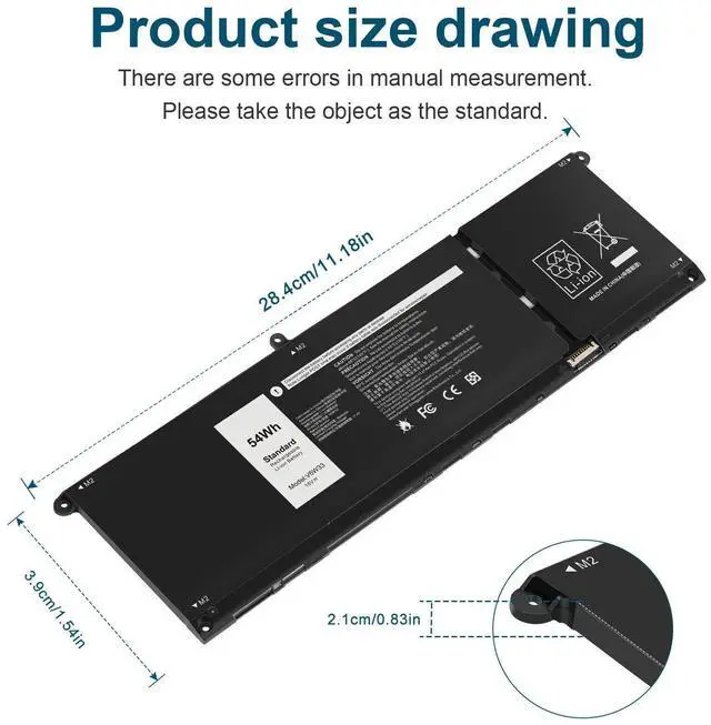Alt view image 4 of 6 - Tronovia Battery For Dell Inspiron 3510 5510 Latitude 3320 3330 Vostro 3515 V6W33 54Wh