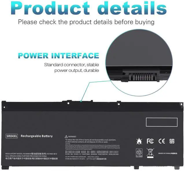 Alt view image 4 of 6 - Tronovia SR04XL Battery For HP Omen 15-ce 15-dc Pavilion 15-cb 15-cx Envy X360 15-cn 70Wh