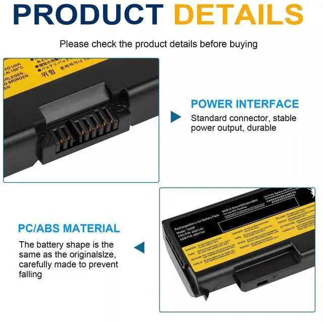 Alt view image 4 of 6 - Tronovia 48Wh 0C52864 57+ Battery For Lenovo ThinkPad T440P T540P W540 W541 L440 L540 Series