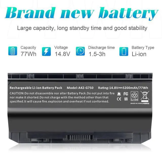 Alt view image 6 of 6 - Tronovia A42-G750 Battery for ASUS G750 ROG G750J G750JM G750JW G750JX G750JS A42G750