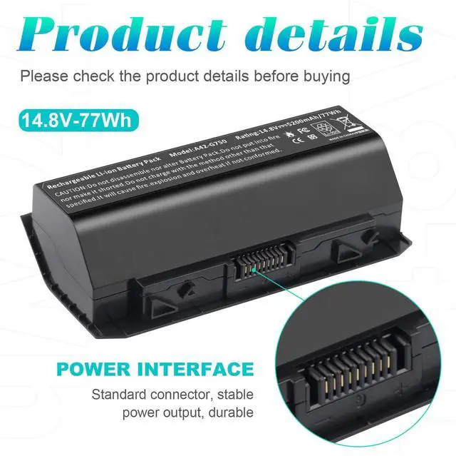 Alt view image 5 of 6 - Tronovia A42-G750 Battery for ASUS G750 ROG G750J G750JM G750JW G750JX G750JS A42G750
