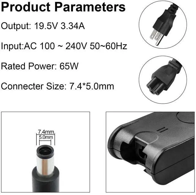 Alt view image 2 of 4 - Tronovia 65W AC Adapter Charger For Dell Latitude E5470 E7270 E7470 Laptop Power Cord