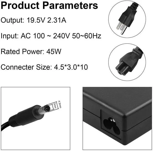 Alt view image 6 of 6 - Tronovia For Dell Inspiron 15 3000 5000 Series Charger AC adapter Power Cord 4.5mm Tip