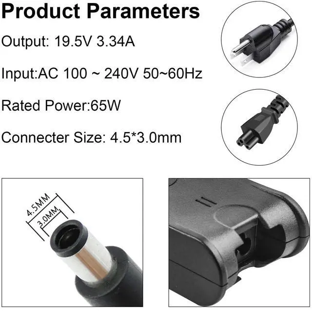 Alt view image 4 of 5 - Tronovia AC Adapter Charger Power Cord For Dell Inspiron 15-5568 15 7560 15-7569 15-7579