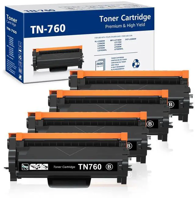 Main image of Tronovia 4-Pack TN760 Toner Compatible For Brother TN730 MFC-L2710DW HL-L2390DW L2395DW