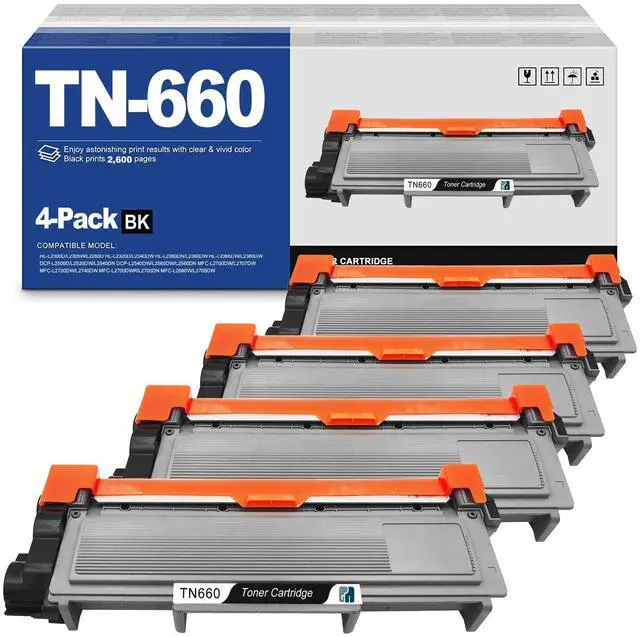 Main image of Tronovia 4 Black Toner Cartridge Compatible TN660 TN630 For Brother DCP-L2540DW HL-L2300D