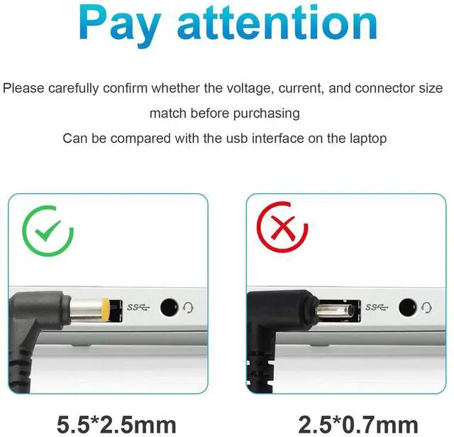 Alt view image 4 of 4 - Tronovia 65W AC Adapter Charger For Lenovo IdeaPad Essential P500 5.5*2.5mm Yellow T tip