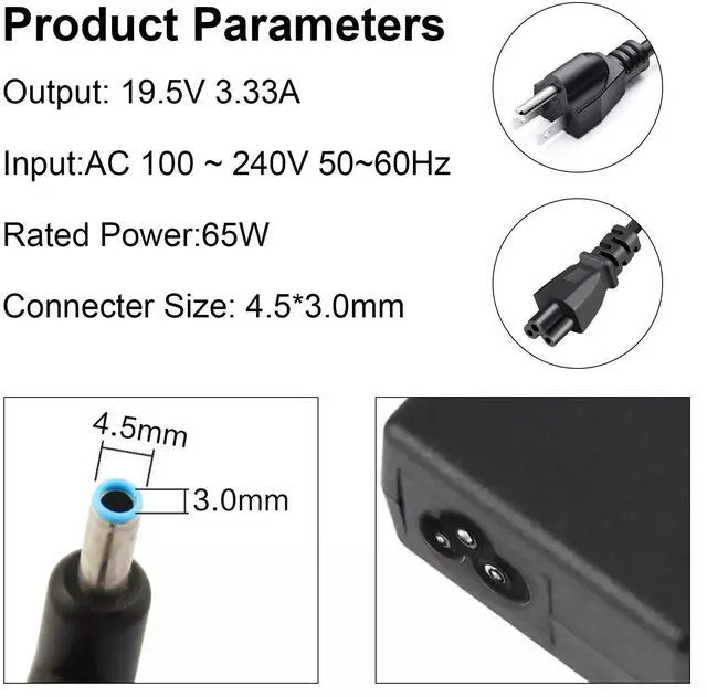 Alt view image 4 of 5 - Tronovia New 65W AC Adapter Charger Power Cord For HP Pavilion 15 Series Laptop