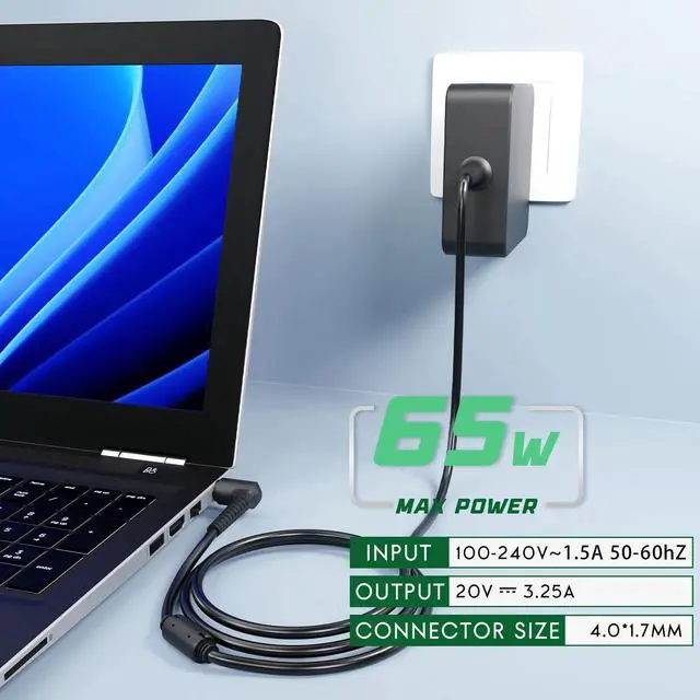 Alt view image 3 of 4 - Tronovia 65W 20V 3.25A Charger AC Adapter For Lenovo Ideapad Flex 5 15IIL05 81X3 81X3000V