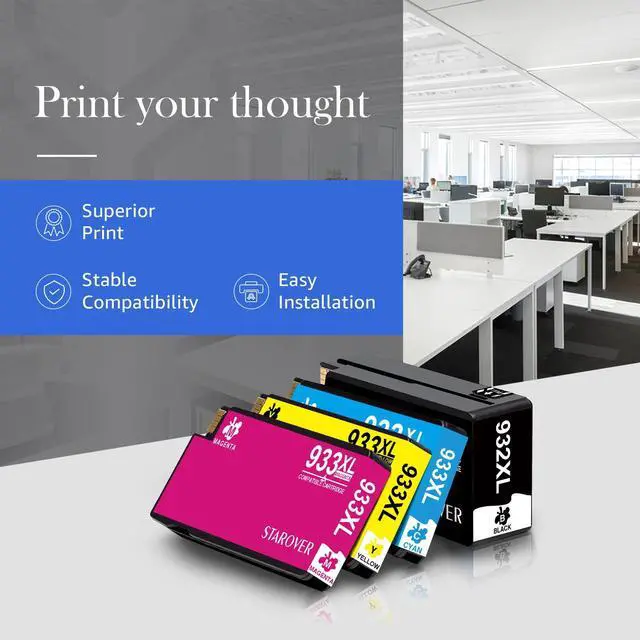 Alt view image 4 of 5 - Tronovia 8 PK Black Color 932 XL 933XL Ink Cartridges For HP Officejet 6100 6600 6700