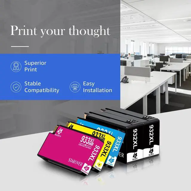 Alt view image 3 of 4 - Tronovia 5-Pack 932 933 Ink Cartridge for HP OfficeJet 7510 7600 7612 High Yield