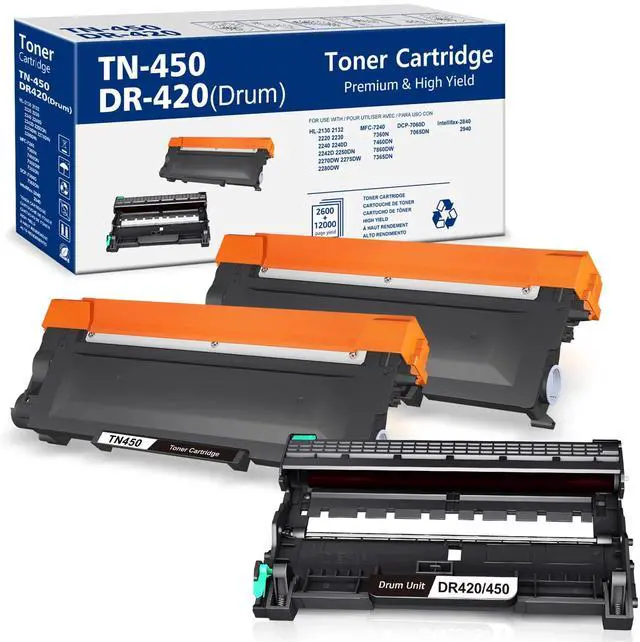 Main image of Tronovia 2x TN450 & 1x DR420 Toner Drum Combo for Brother HL-2270DW 2240 2280DW 7360N