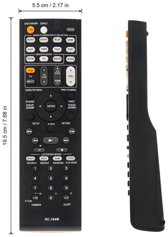 Alt view image 4 of 4 - Tronovia Replace Remote Control for Onkyo AV Receiver HT-S5300 TX-SR508 HT-S6300 RC-764M