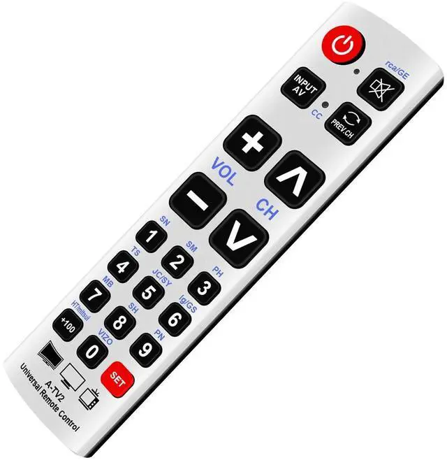 Alt view image 4 of 5 - Tronovia Replace Remote Control for A-TV2 URC-1234ALB for Almost All Brand TVs Big Button Universal Remote