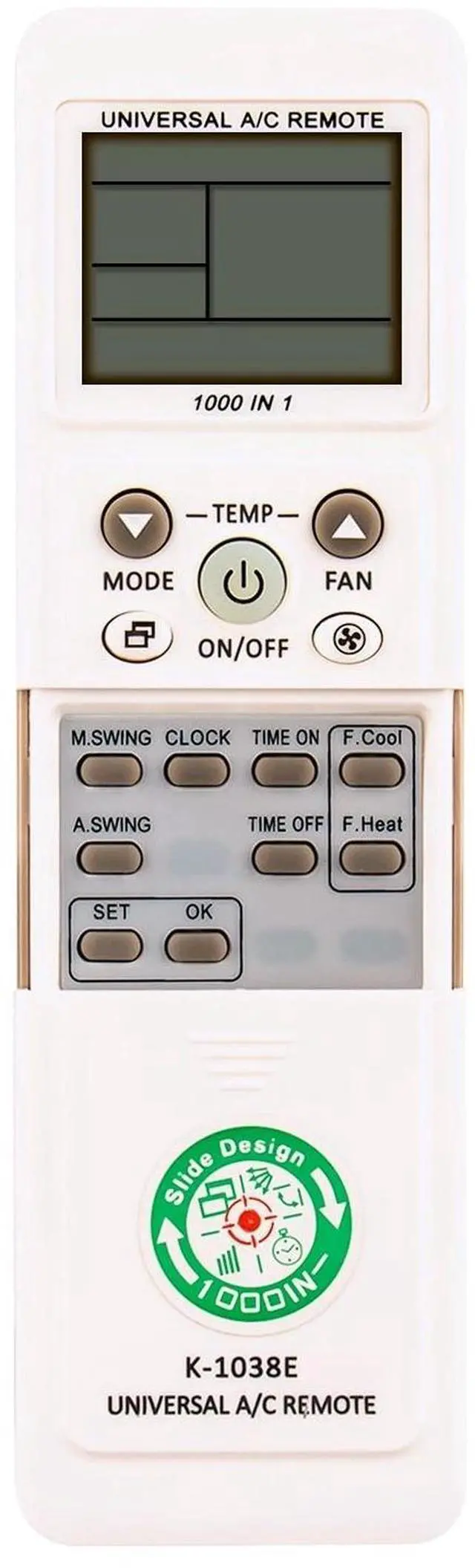 Alt view image 3 of 3 - Tronovia Replace Remote Control for LG/AUX/Fujitsu/Hisense/TCL K-1038E Universal AC Remote 1000-in-1