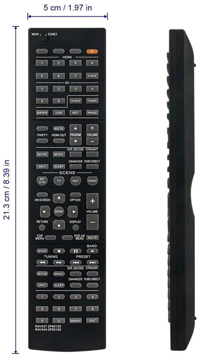 Alt view image 4 of 4 - Tronovia Replace Remote Control for Yamaha AV Receiver RX-A850 RX-A860 RAV537 RAV540