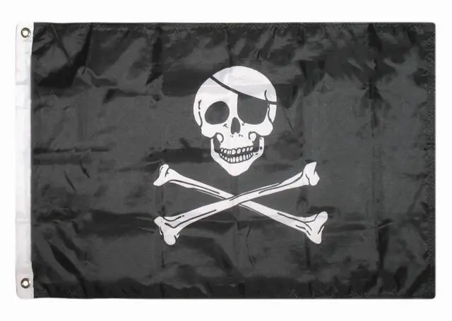 Main image of TRONOVIA 2x3 Jolly Roger Pirate Skull and Bones With Patch SuperPoly Flag 2'x3'