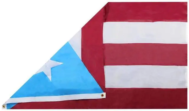 Alt view image 3 of 4 - TRONOVIA 3x5 Light Blue Puerto Rico Premium 3'x5' Nylon 210D Embroidered Flag Banner