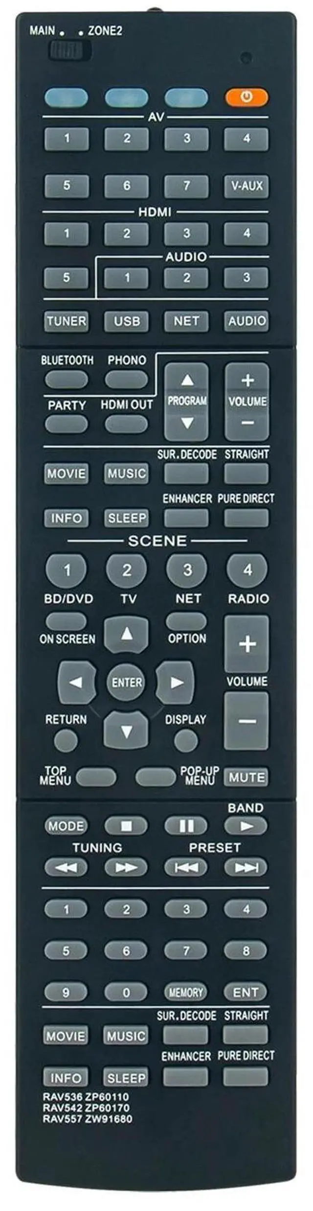 Alt view image 2 of 3 - Tronovia Replace Remote Control for Yamaha AV Receiver RX-A1050 RX-A1060 RX-V1081
