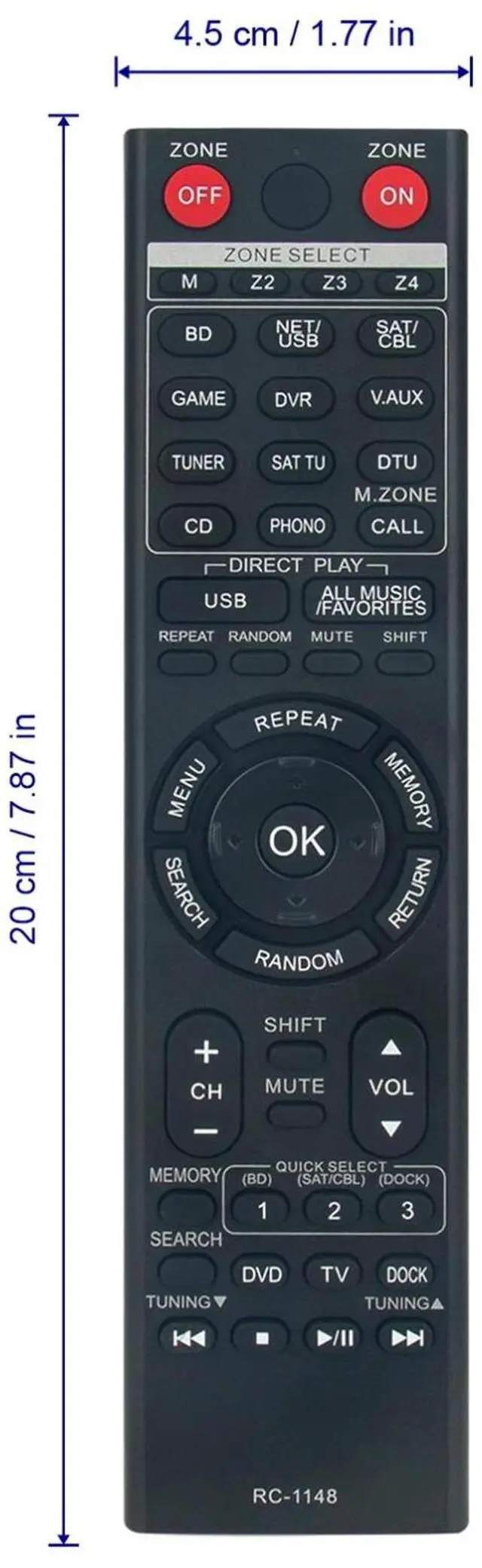 Alt view image 2 of 3 - Tronovia Replace Remote Control for Denon AV Receiver AVR-891 AVR-A100 AVR-3311