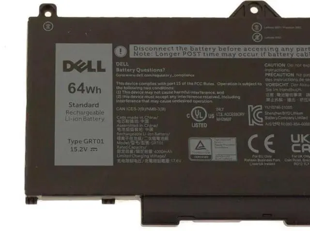 Alt view image 2 of 3 - OEM Dell GRT01 Battery 64Wh Li-ion for Latitude 0GRT01,0R05P0, 5421 / 5521 / 5531 & Precision 3561 Laptops