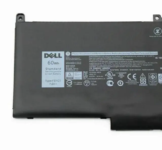 Alt view image 5 of 5 - OEM  F3YGT 60Wh 4-Cell Battery For DELL Latitude 7280 7290 Latitude 7380 7390 Latitude 7480 7490 Notebook Alternant Part Number: DM3WC 0DM3WC 2X39G 02X39G DJ1J0 0NF0H PGFX4 451-BBZL