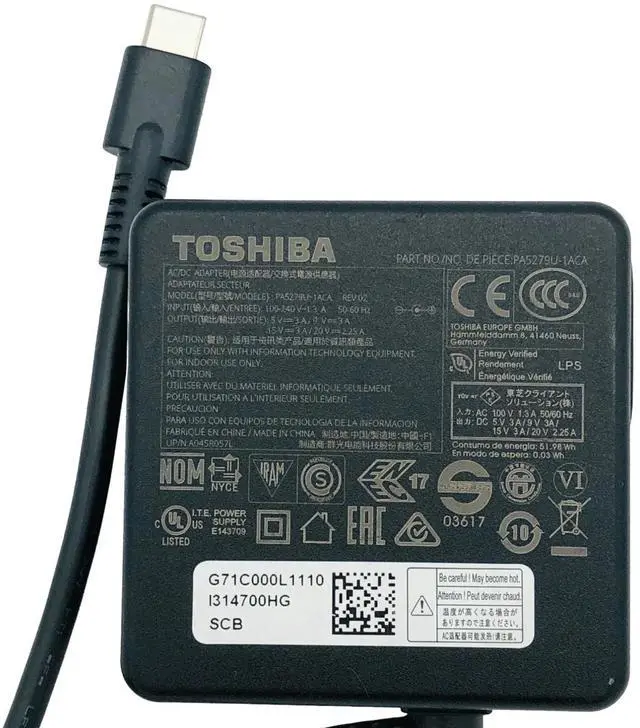 Alt view image 2 of 5 - 45W OEM Toshiba Adapter for Acer Chromebook Spin CB315 CB514 Laptop