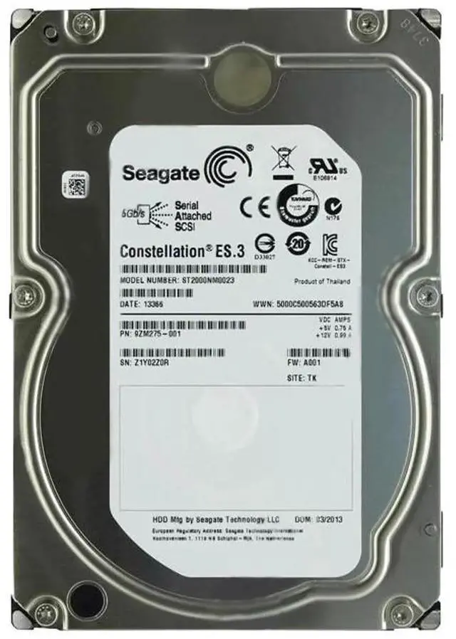Main image of Seagate Constellation ES.3 2TB Internal 7200RPM 3.5" (ST2000NM0023) HDD