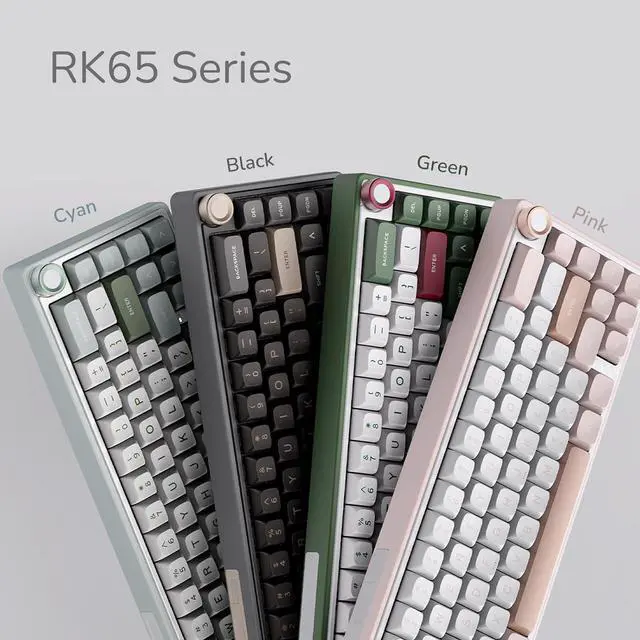 Alt view image 7 of 7 - RK ROYAL KLUDGE R65 Wired 60% Gaming Keyboard  Volume Knob, RGB Backlit, Mechanical Gasket Mount, PBT Keycaps, MDA Profile, QMK/VIA Support, 66 Keys Hot-Swappable Cream Switches, Black.