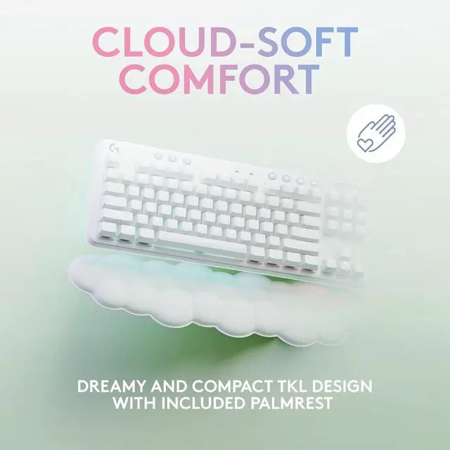 Alt view image 4 of 5 - Logitech G715 Wireless Mechanical Gaming Keyboard, LIGHTSYNC RGB, LIGHTSPEED, GX Brown tactile switches, palm rest included, PC/Mac compatible, sleek White Mist design.
