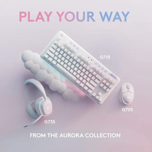 Alt view image 2 of 5 - Logitech G715 Wireless Mechanical Gaming Keyboard, LIGHTSYNC RGB, LIGHTSPEED, GX Brown tactile switches, palm rest included, PC/Mac compatible, sleek White Mist design.