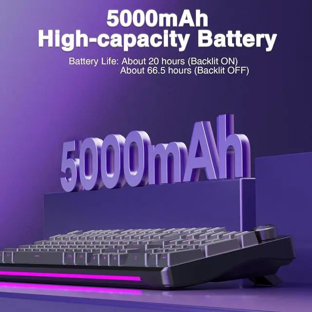 Alt view image 2 of 6 - AULA S98 Pro Wireless Mechanical Keyboard, tri-mode 2.4GHz/BT5.0/USB-C, hot-swappable pre-lubed linear switches, screen & knob, side-printed PBT keycaps, RGB backlit, creamy design.
