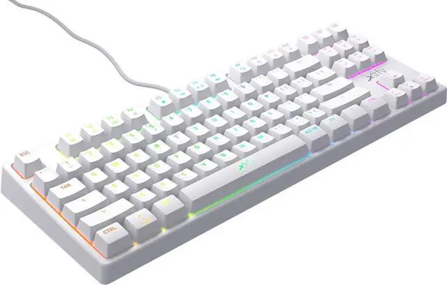 Alt view image 2 of 4 - K4 RGB Tenkeyless Mechanical Gaming Keyboard, White Edition with vibrant RGB lighting, compact TKL design for gamers, durable build, smooth performance, and US layout compatibility
