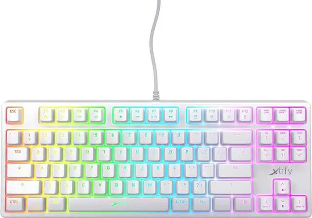 Alt view image 3 of 4 - K4 RGB Tenkeyless Mechanical Gaming Keyboard, White Edition with vibrant RGB lighting, compact TKL design for gamers, durable build, smooth performance, and US layout compatibility