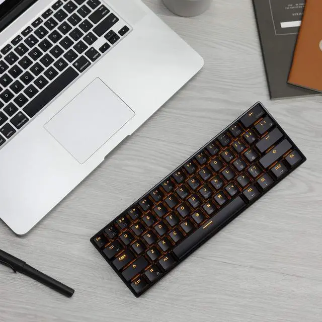 Alt view image 2 of 5 - RK ROYAL KLUDGE RK61 wireless 60% mechanical keyboard with 61 keys, triple mode (BT5.0/2.4G/USB-C), hot-swappable blue switches, compact gaming design, software support, black
