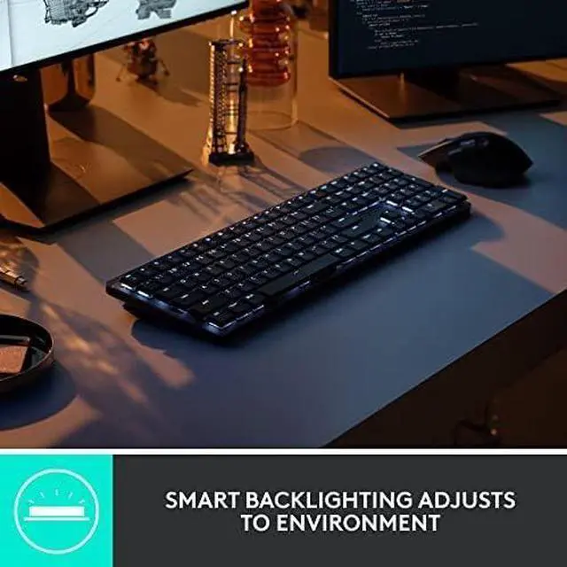 Alt view image 5 of 5 - Logitech MX Mechanical wireless keyboard with tactile quiet switches, backlit keys, Bluetooth & USB-C, multi-OS support (macOS/Windows/Linux/iOS/Android), metal build, graphite color
