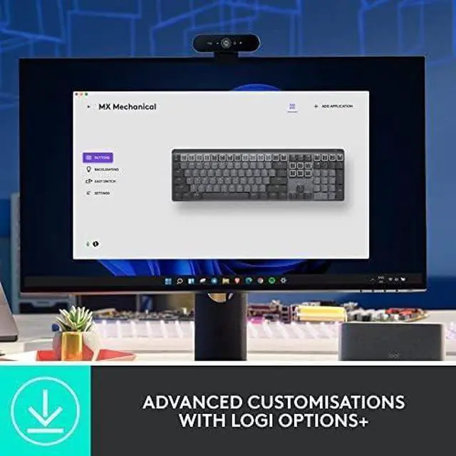 Alt view image 4 of 5 - Logitech MX Mechanical wireless keyboard with tactile quiet switches, backlit keys, Bluetooth & USB-C, multi-OS support (macOS/Windows/Linux/iOS/Android), metal build, graphite color