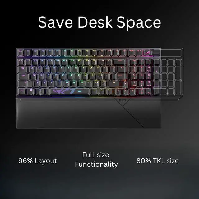 Alt view image 3 of 4 - ASUS ROG Strix Scope II 96 wireless mechanical gaming keyboard with 96% full-size layout, tri-mode connectivity, hot-swappable pre-lubed ROG NX Storm clicky switches, PBT keycaps, RGB, PC/Mac