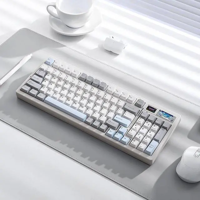 Alt view image 3 of 4 - YUNZII IF99 wireless mechanical gaming keyboard with smart LCD display, QMK/VIA programmable, BT/2.4G/USB-C, gasket mount, hot-swap RGB, 96% layout for Mac/Win, white Cocoa Cream V2 switches
