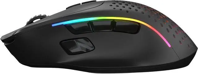 Alt view image 4 of 4 - Glorious Model I 2 wireless gaming mouse with hybrid 2.4GHz & Bluetooth, 75g superlight design, 9 buttons (2 swappable), RGB lighting, PTFE feet, side thumb rest, and long battery life, black